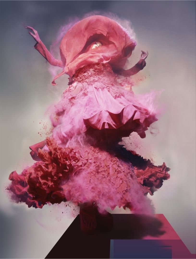 Nick KNIGHT (*1958, Great Britain): Pink Powder, Lily Donaldson Wearing John Galliano – Christophe Guye Galerie