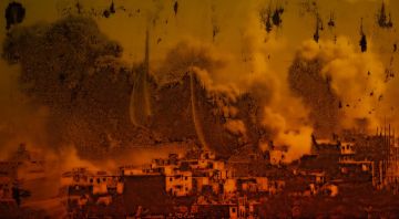 Seba Kurtis: Smoke Rises From Shelled Buildings In Douma Syria – Christophe Guye Galerie